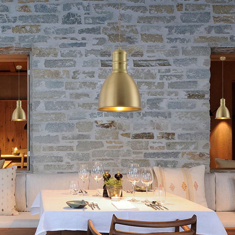 Minimalistische hangende hanglamp messing messing gearceerde hangerverlichting met metalen schaduw