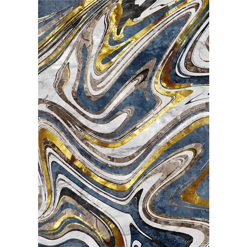 Gray Modenr Rug Polyester Striped Indoor Rug Non-Slip Backing Rug for Living Room