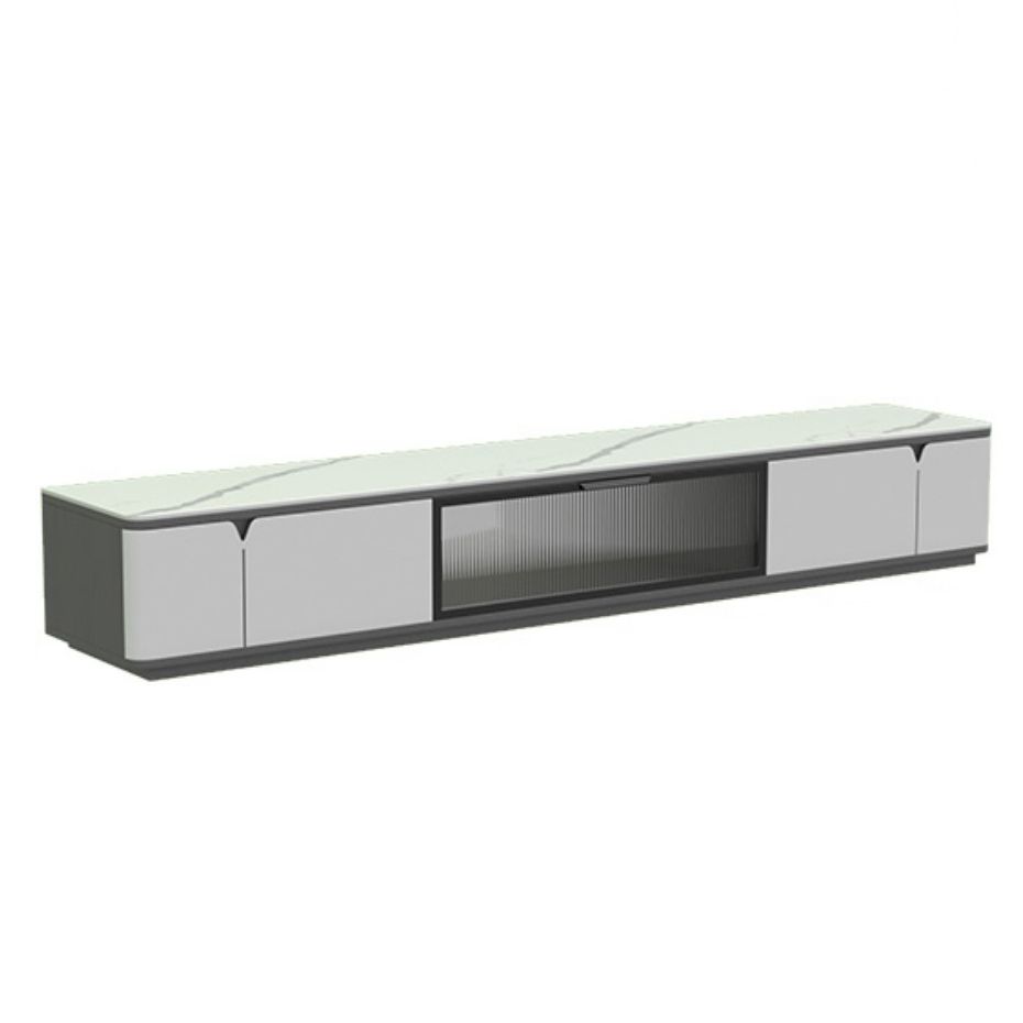 Contemporary TV Console Floating Faux Stone Media Console for Home