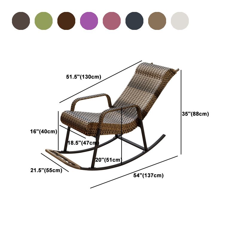 Woven Rope Rocking Chair Contrast Color Water Resistant Rattan Rocker Chair