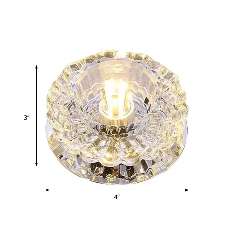 Floral Shape Clear Crystal Flush Mount Round Flushmount Ceiling Fixture