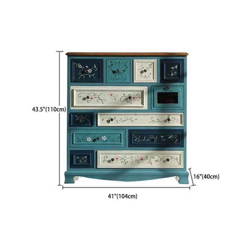 Nautical Bedroom Storage Chest Wooden Vertical Chest with 12 Drawers