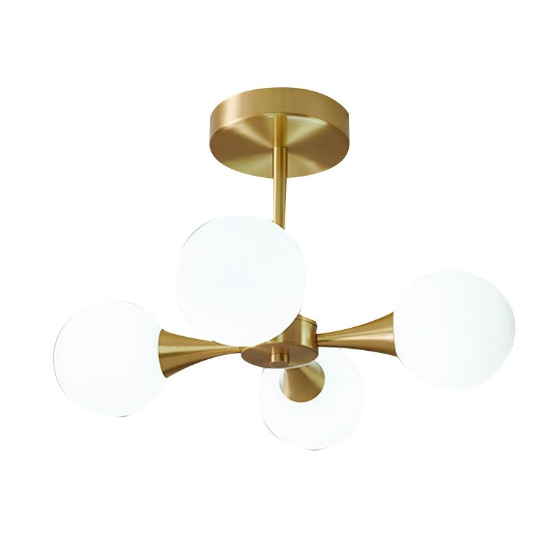 4/6-Light Golden Modern Flush Mount Lighting Glass Ceiling Light for Bedroom