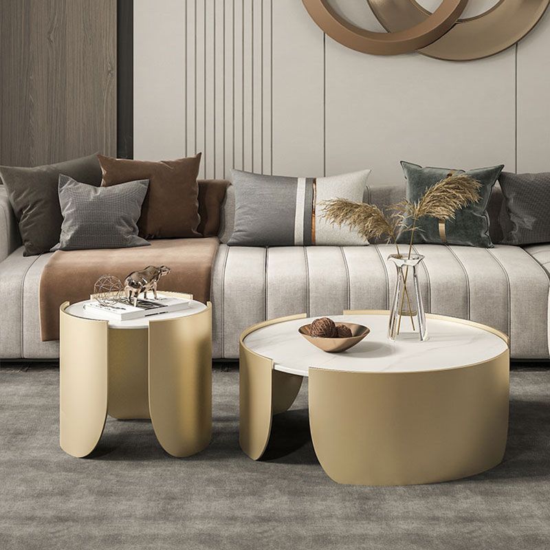 Slate Top Coffee Cocktail Table Tray Top Round Abstract Coffee or End Table