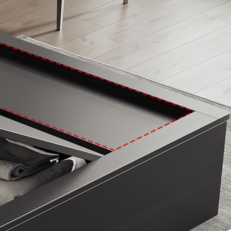 Black Wood Panel Bed Lift Up Storage Standard Bed with Headboard