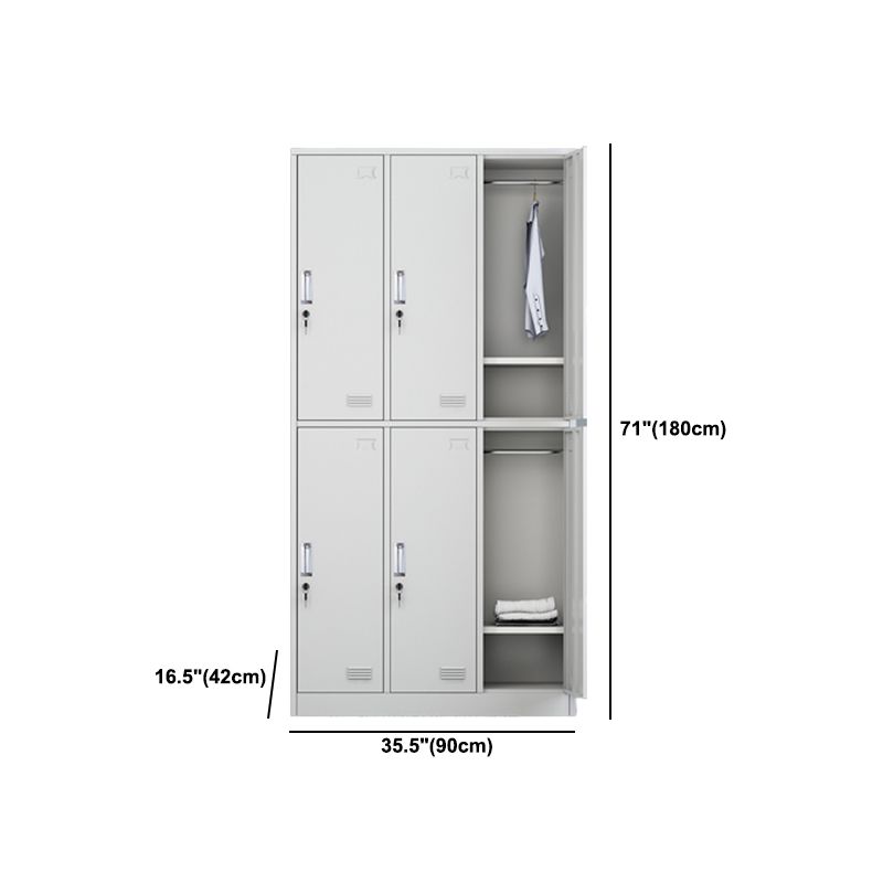 Grey Steel Wardrobe Armoire Contemporary Hinged Wardrobe Cabinet