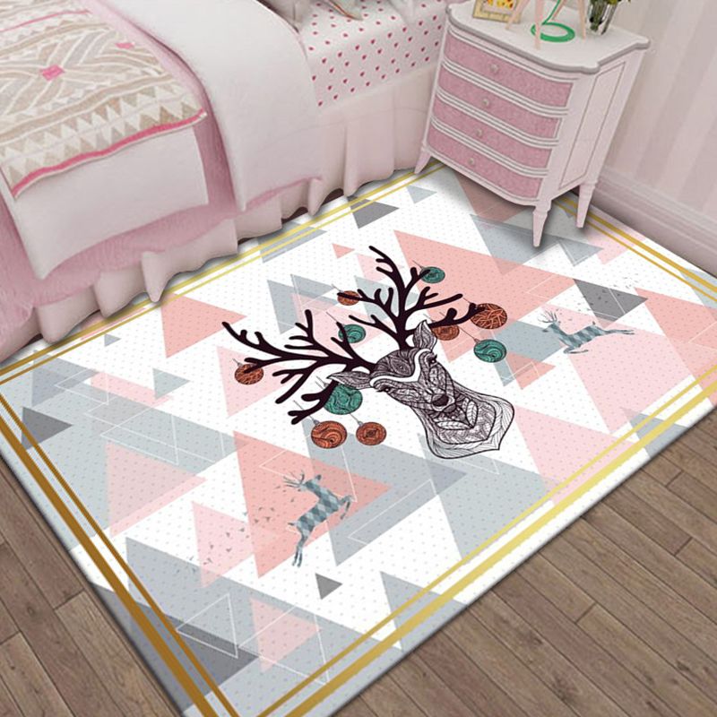 Nordic Bedroom Rug Multi Colored Animal Print Indoor Rug Polypropylene Non-Slip Pet Friendly Carpet