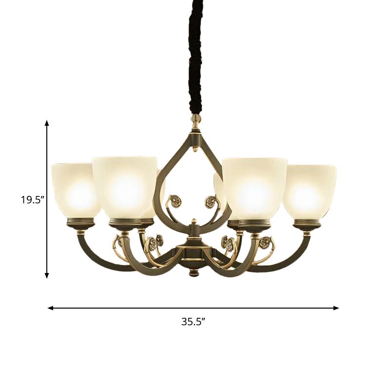 Black Curvy Arm Ceiling Pendant Light Traditional Metal 6/8-Head Living Room Chandelier Lighting Fixture