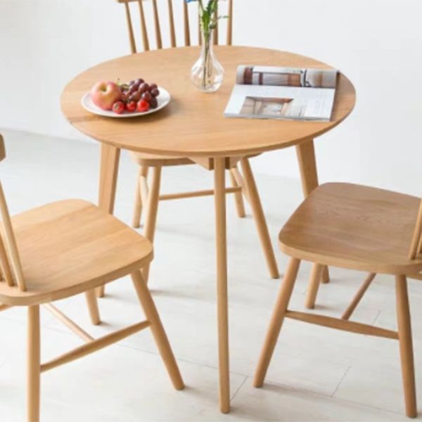 Rubberwood Solid Wood Tripod Table Simplicity Dining Table Round for Kitchen Home