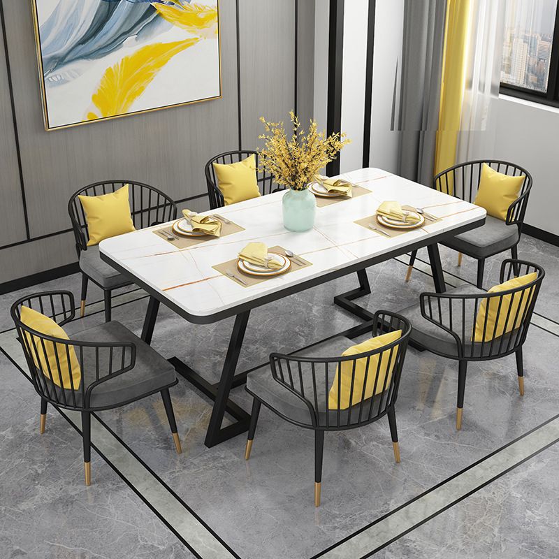 Glam Dinette Set with Black Metal Chairs 1/2/5/7 Pieces Polished Finish Dining Table Set