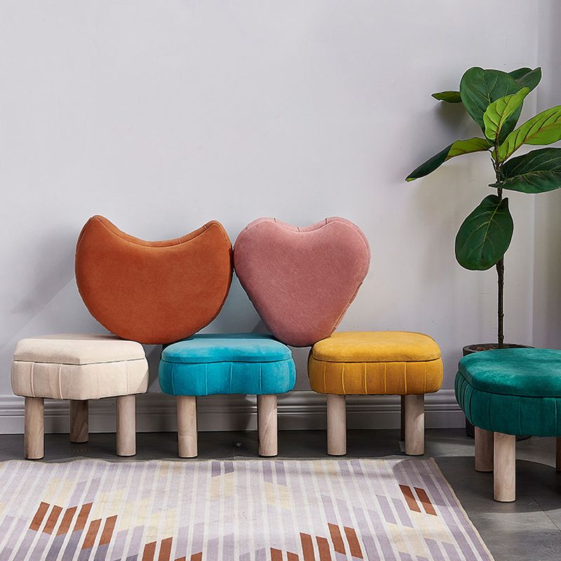 Solid Color Fabric Standard Stool Modern Simple Unique Shape Upholstered Footstool