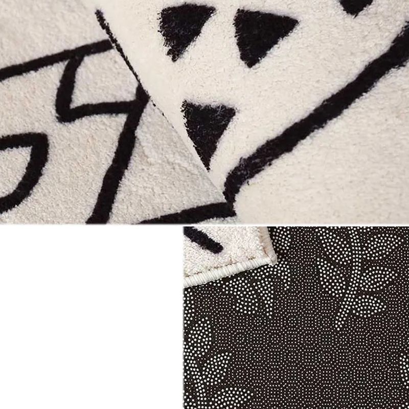 White Modern Rug Polyester Line Rug Stain Resistant Rug for Home Decor