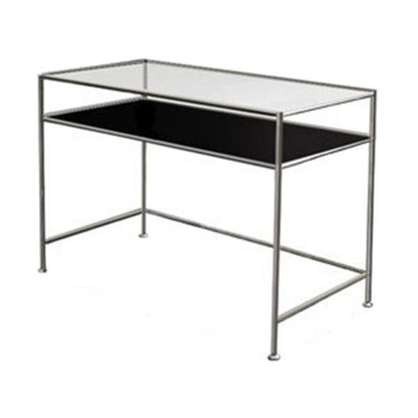 Modern Glass Top Office Desk 31.5-inch Tall Writing Desk with Stainless Steel Legs