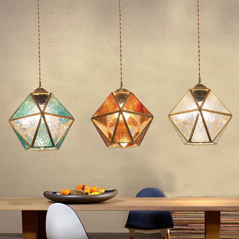 Geometry Shape Hanging Lights Tiffany Style Glass 3 Light Hanging Light Fixtures