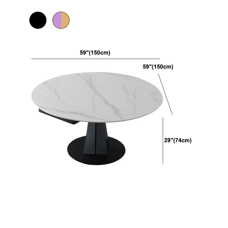 Stone Modern Round Table Standard Height Dining Room Table with Pedestal Base