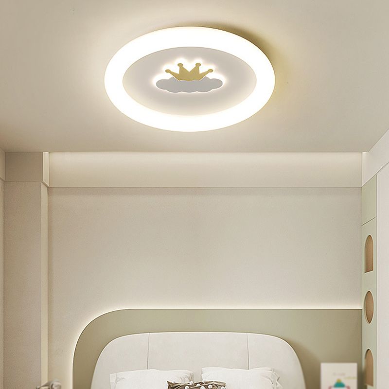Round 1 - Light LED Flush Mount Light Kids Style Metal and Acrylic Ceiling Flush