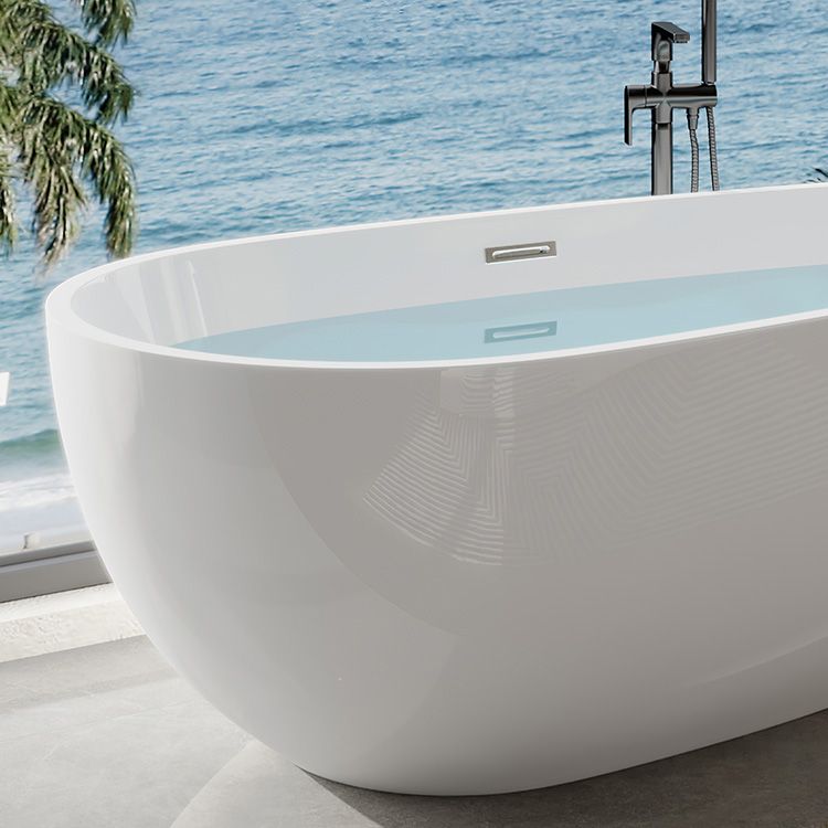 Acrylic Freestanding Bath Oval White Modern Back to Wall Bathtub
