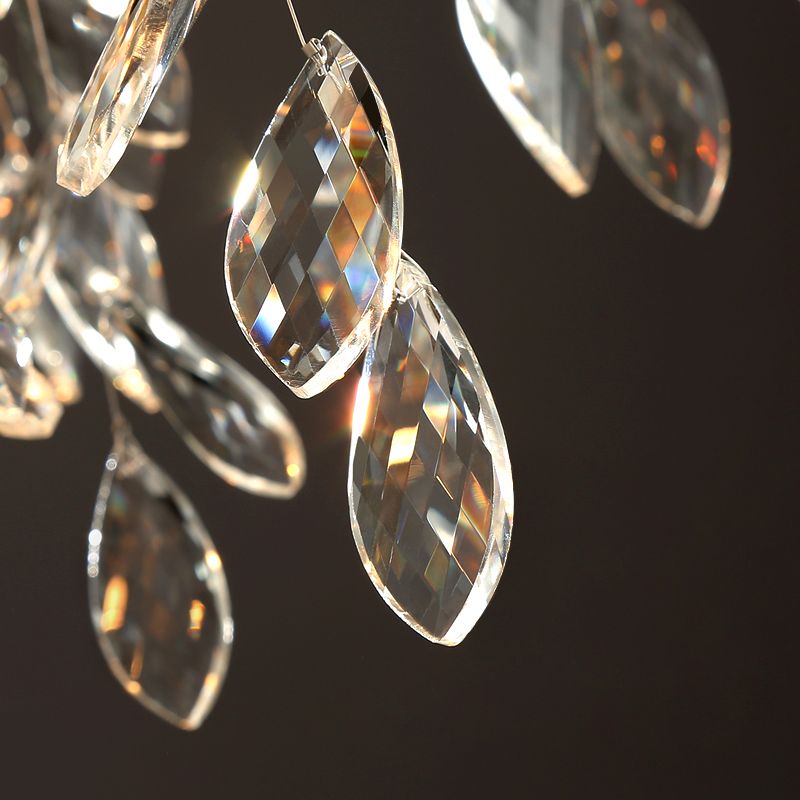 Branch Clear Crystal Wall Mount Lamp Country 2 Heads Bedside Wall Lighting Fixture in Brass