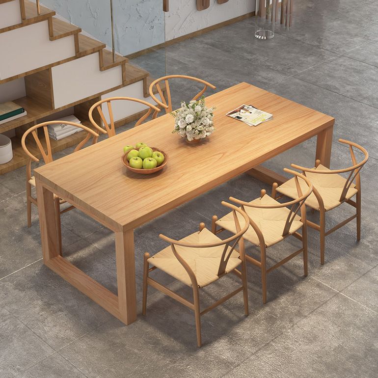 Simplicity Style Dinette Table Rectangle Solid Wood Dinner Table in Natural