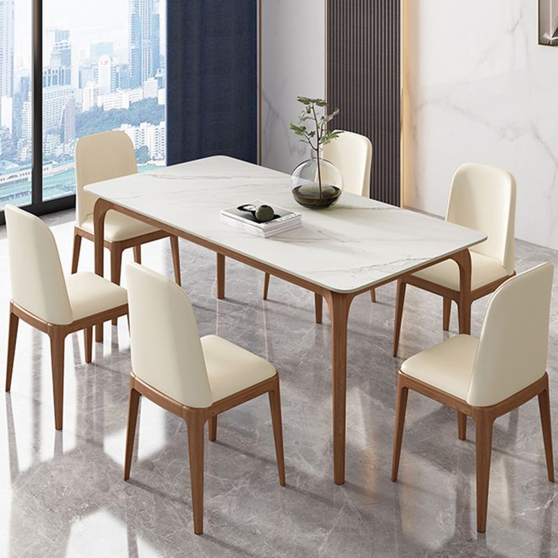 Rectangle Dining Table Sintered Stone Table Retro Modern with 4 Legs