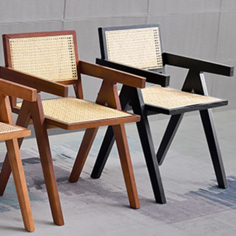 Rubberwood Solid Wood Dining Chair Open Back Dining Chair for Dining Room