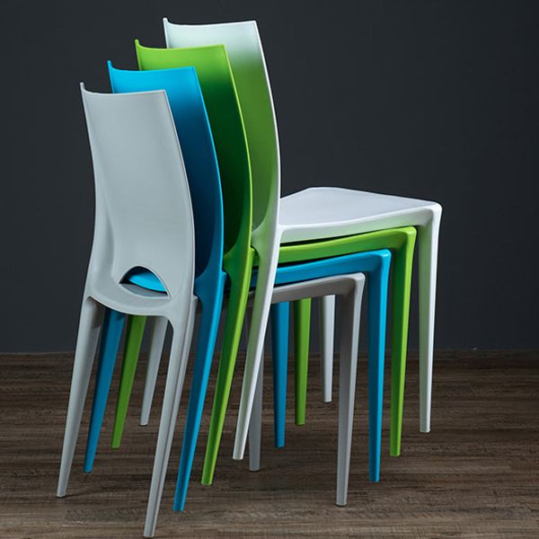 Plastic Scandinavian Kitchen Dining Room Chair Open Back Side Chair