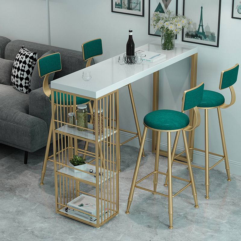 Glam 1/3/5 Pieces Bar Table Set Rectangle Stone Counter Table with Stools for Living Room