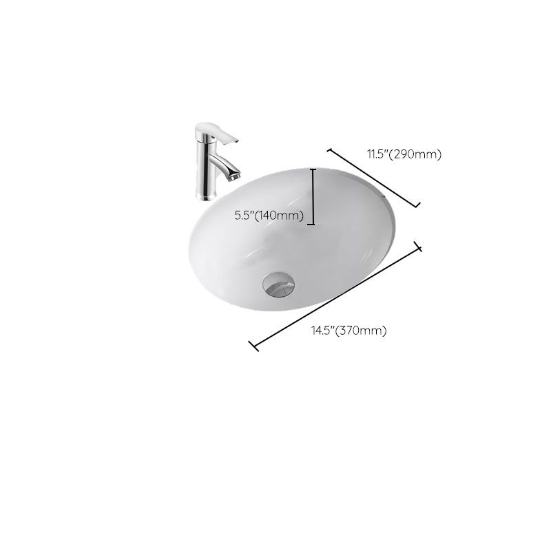 Bathroom Sink Ceramic White Round Anti-spill Sink with Faucet