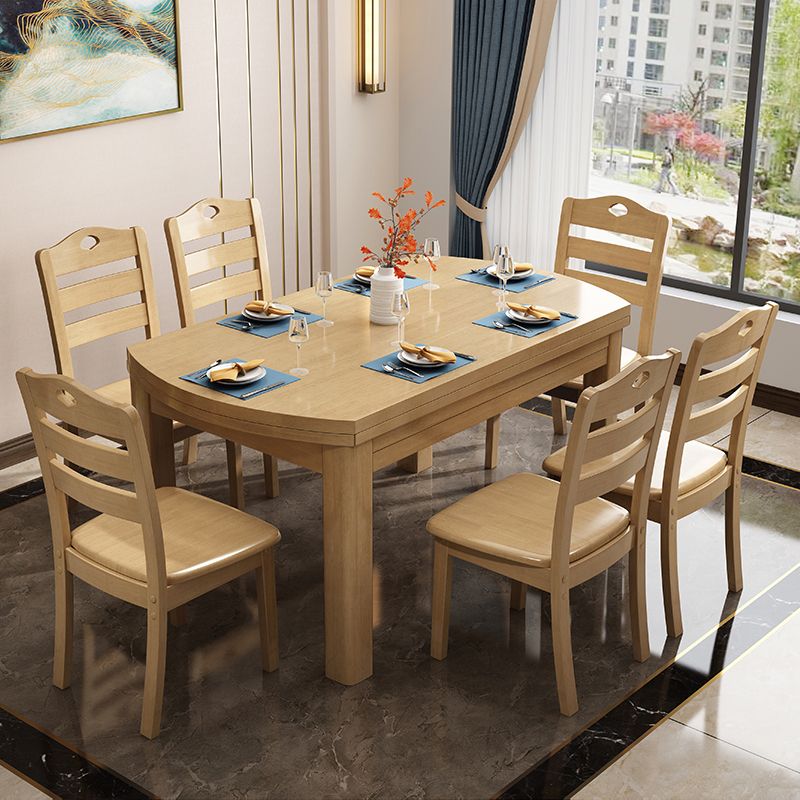 54.3''l Mesa de madera maciza moderna Mesa de comedor extensible con 4 patas Base