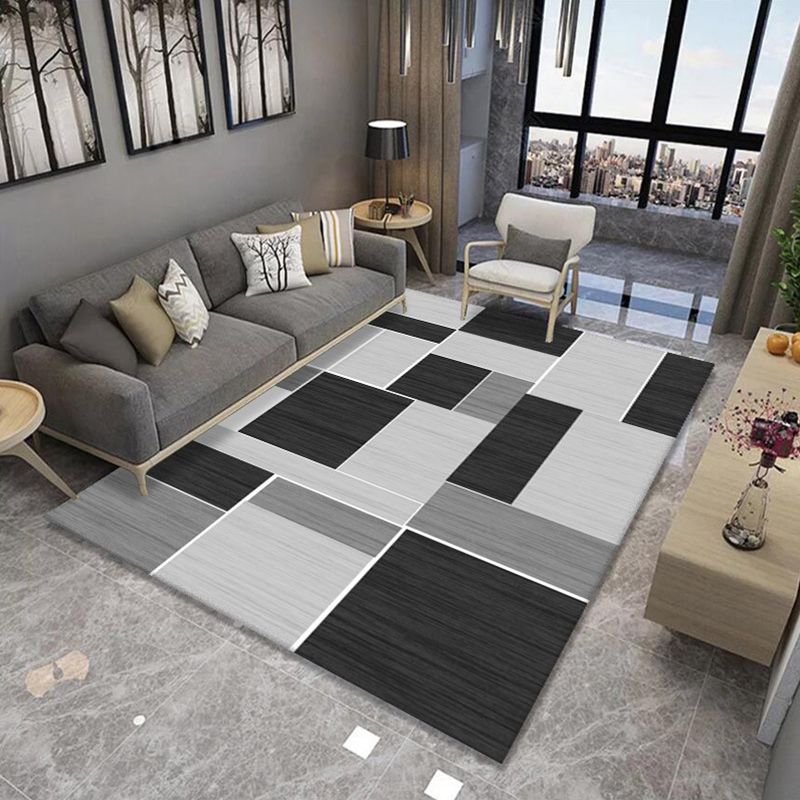 Multi Colored Novelty Rug Polypropylene Geometric Printed Area Carpet Non-Slip Backing Washable Rug for Parlor