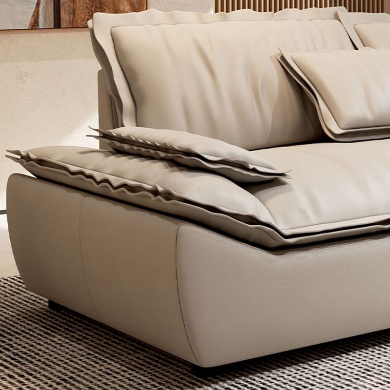 Modernism Pillow Top Arm Sofa Faux Leather Sofa with Pillows