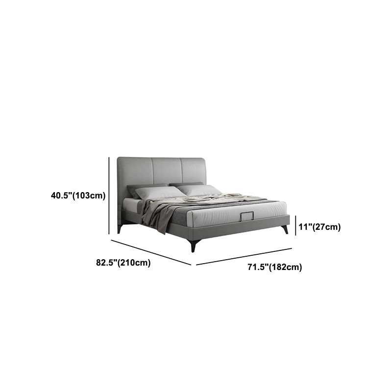Modern Wooden Headboard with Rectangular Panel and Metal Legs