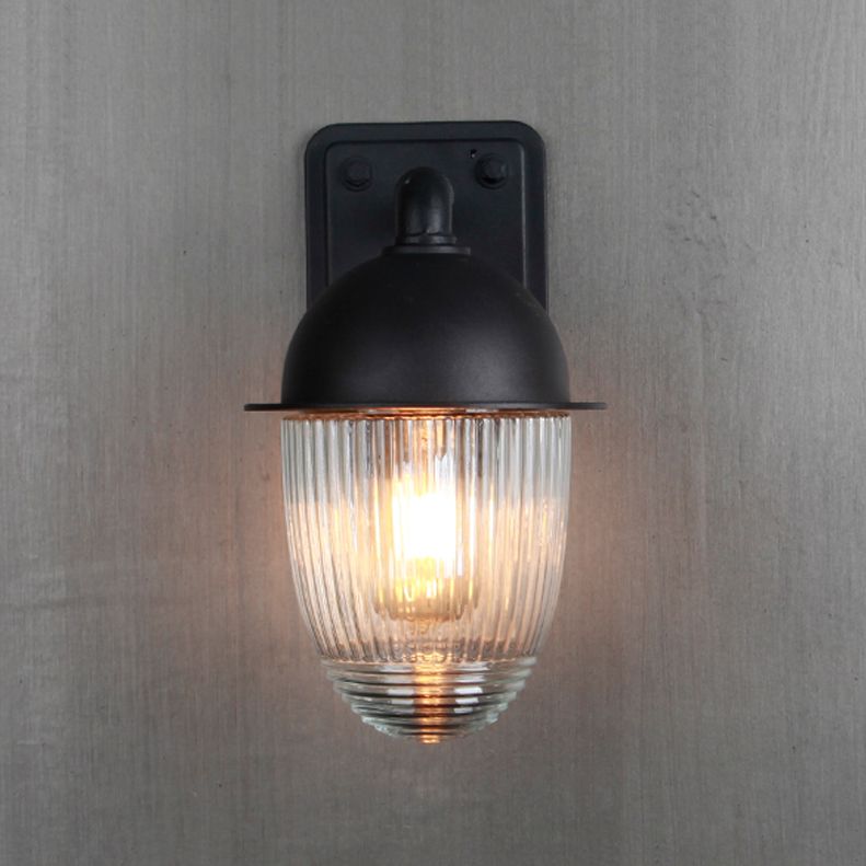 Modern Glass Shade Wall Light Black Single Light Wall Sconce for Outdoors