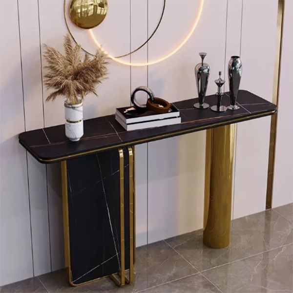 Modern Accent Table Marble Console Table with 1 Shelf for Hall , 33.46 Inch Tall