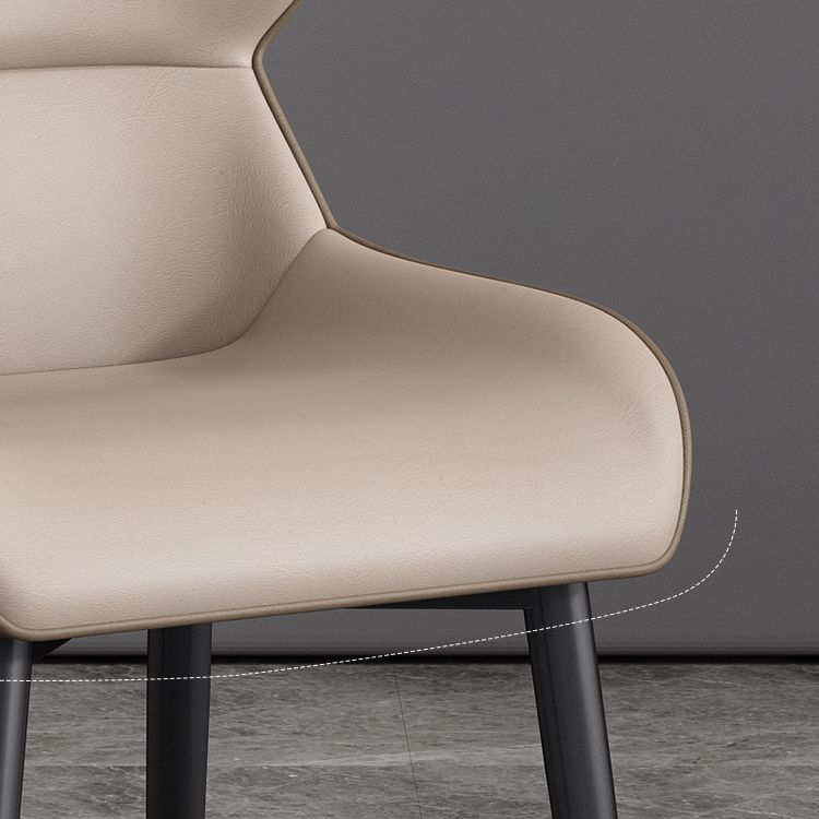 Hedendaagse faux lederen eetkamerstoelen Wingback arm stoel met metalen benen (set van 4)