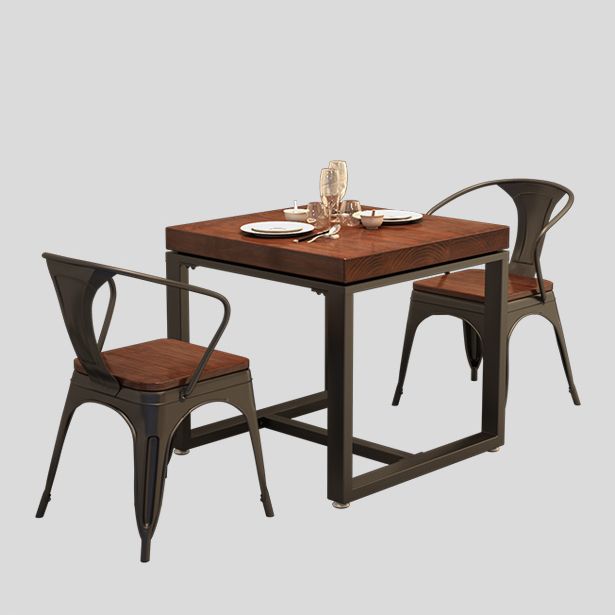 Mesa de comedor de madera maciza de estilo industrial, mesa de comedor con base de caballete para comedor