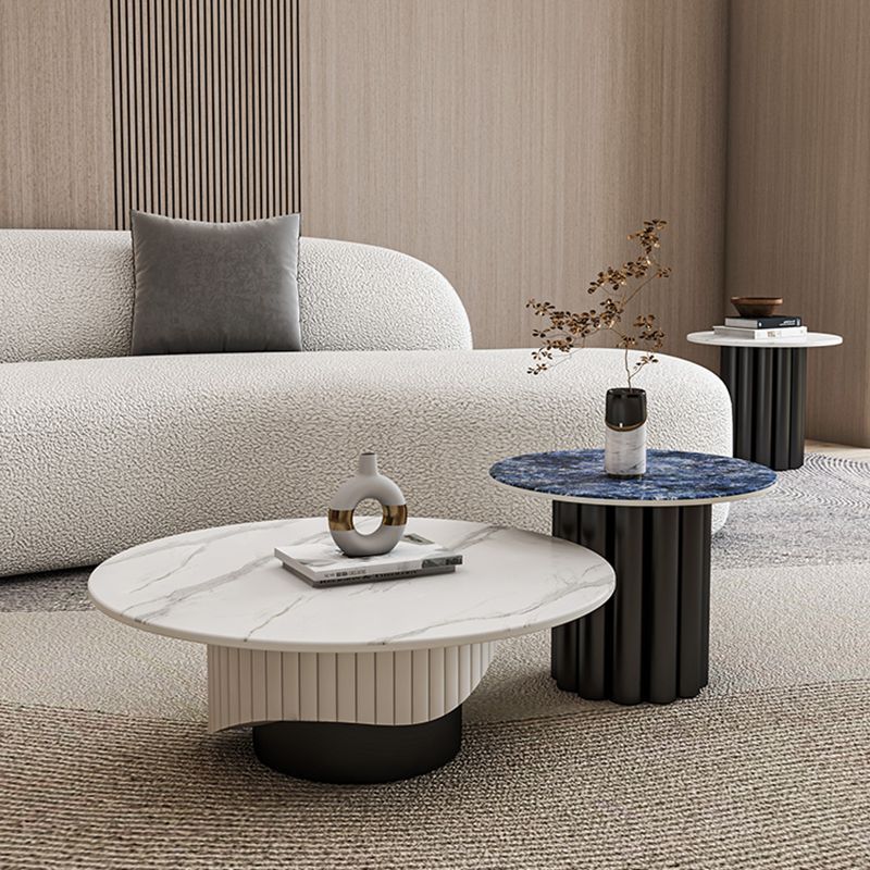 Slate Pedestal Coffee Table Round Modern Minimalist Coffee Table
