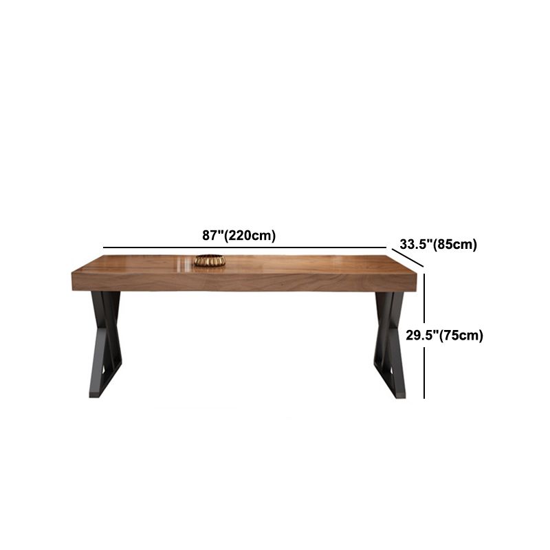 Metal Industrial Rectangle Dining Table Pine Wood Top Table for Dining Room