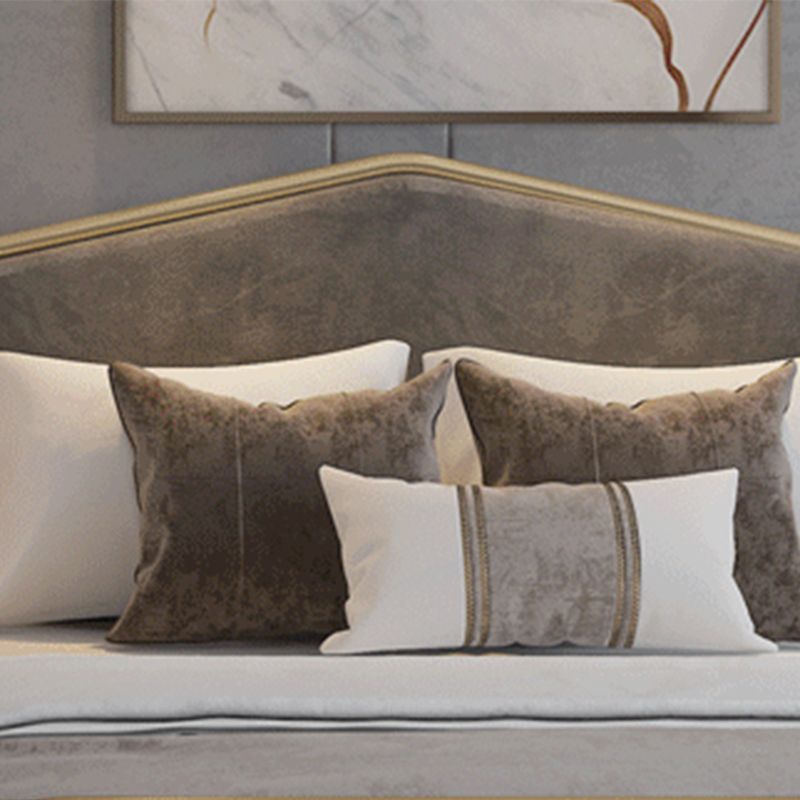 Modern Standard Bed Foam Slat Bed with Upholstered Headboard