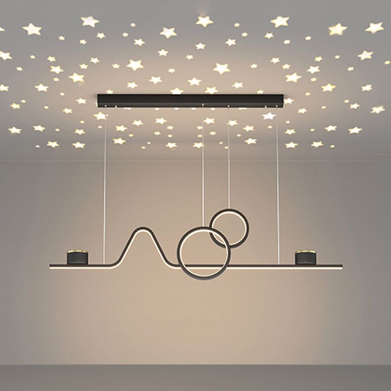 Nordic Metal Island Light Geometric 39.5" Wide Multi Light Island Pendant for Dining Room
