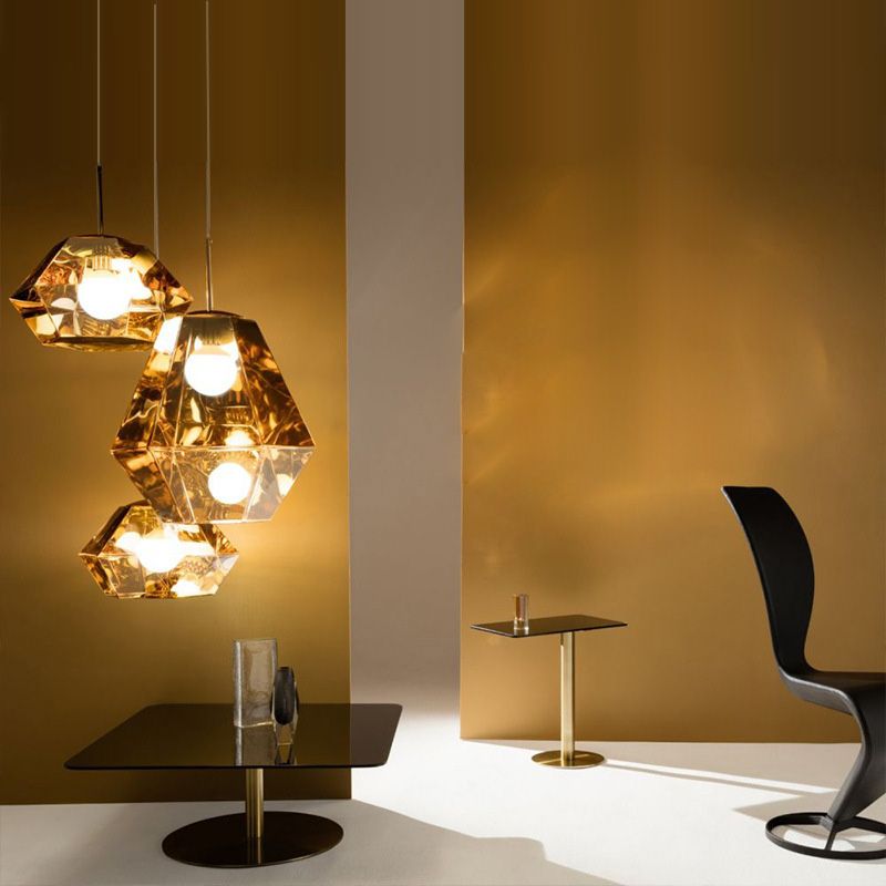 Minimalismo poliedra sombra diamante luz colgante de estilo acrílico colgante de iluminación acrílica para cafeterías restaurantes