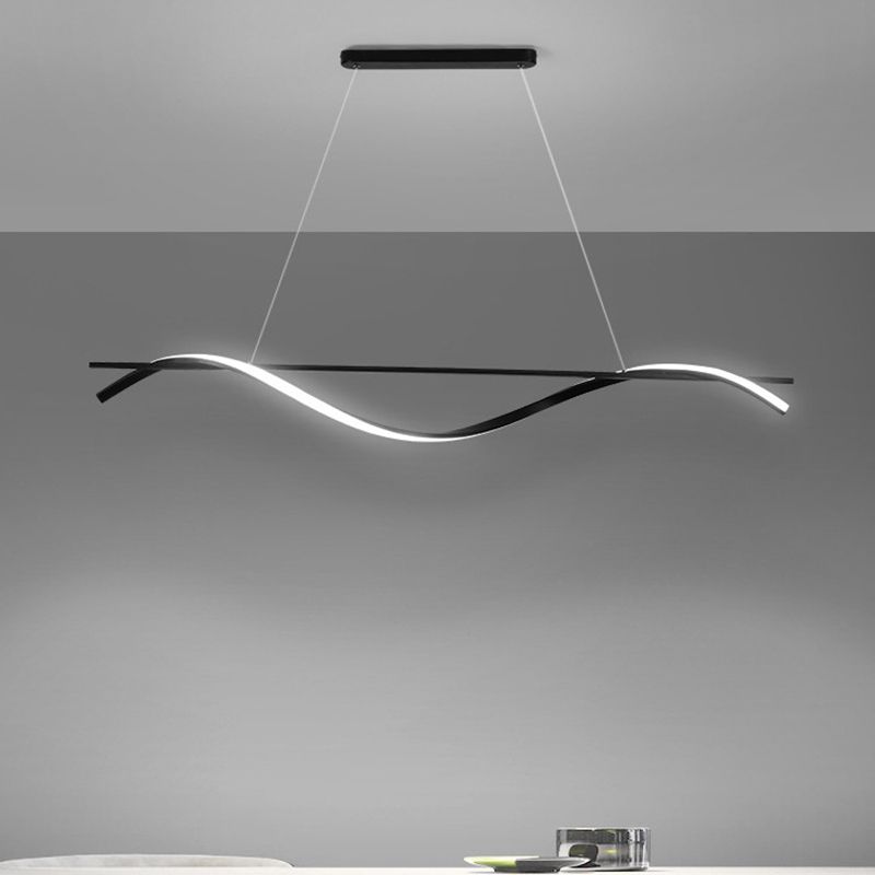 Pendante de l'île Wave Simplicité Style Métal LED Éclairage pendentif noir