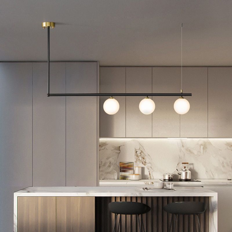 Simple Island Lighting Fixture Glass Hanging Light for Dining Room