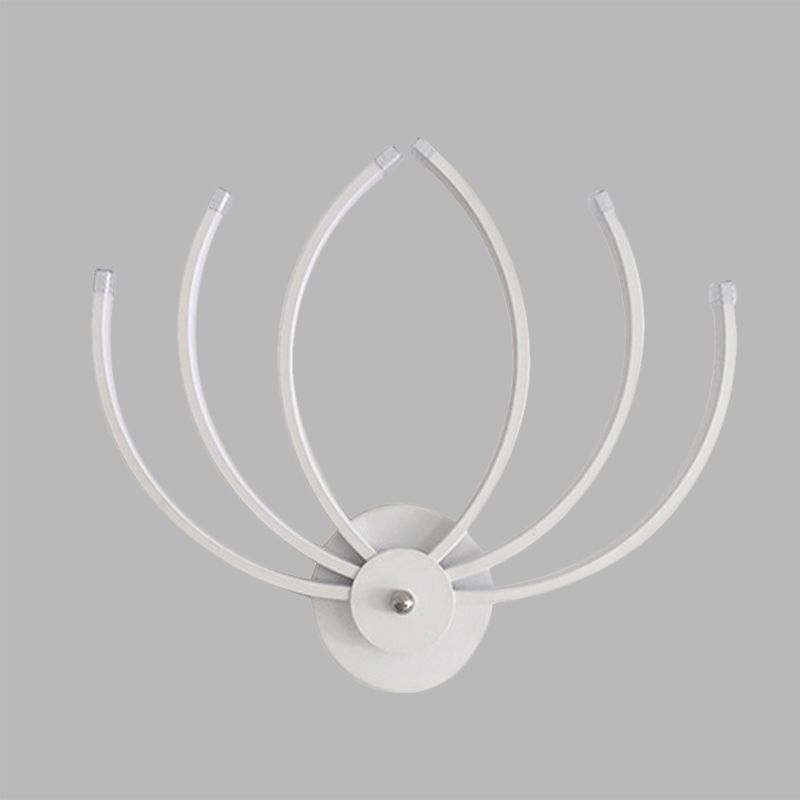 Contemporary Lotus Wall Mount Sconce Acrylic LED Bedside Wall Light Fixture in White with Linear Design, Warm/White Light