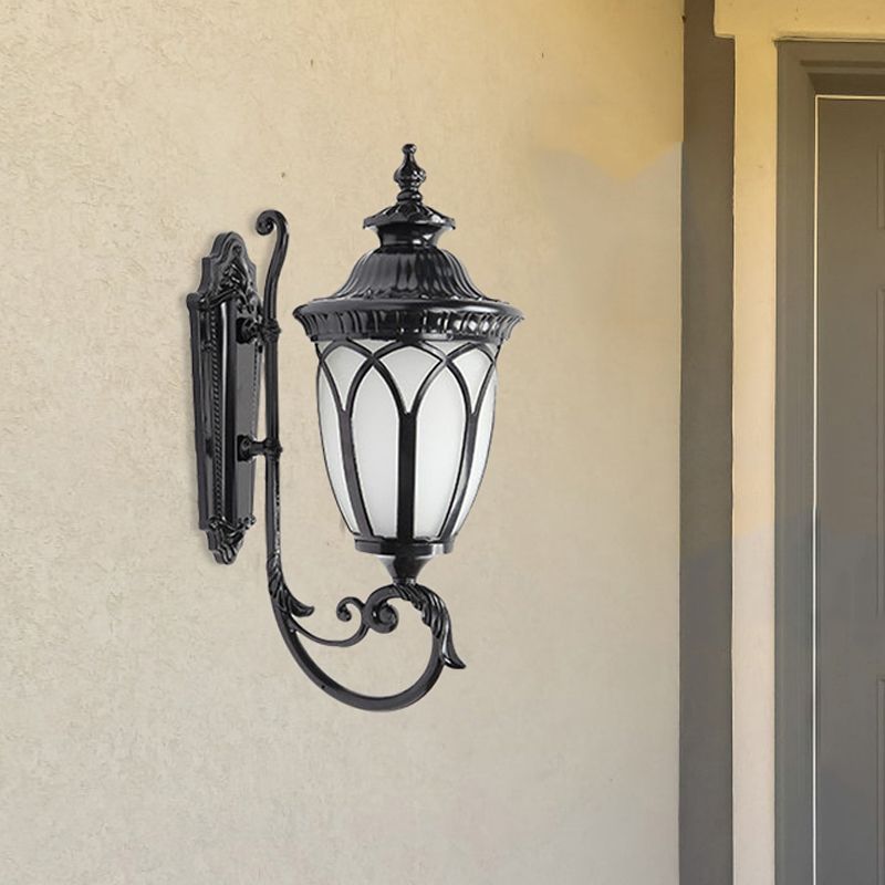 Aluminium Black / Bronze Wall Mount LAMPE CURVE CURVE 1 BULB LODGE STYLE ÉCLAINE D'ACCONCE AVEC DE VERRE GRATITE
