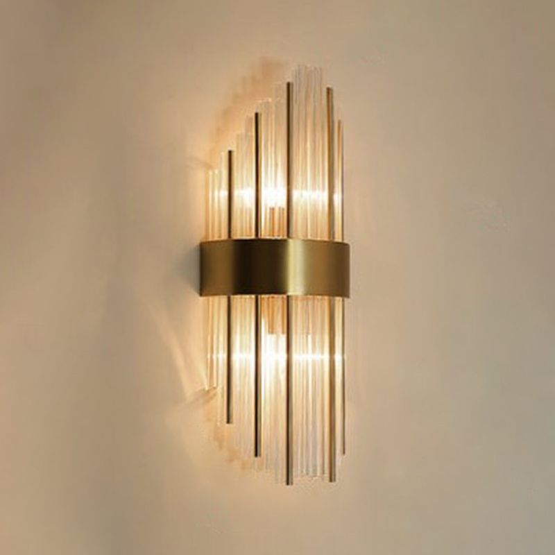 Sconce da muro scintillanti a 2 luci in moderna lampada a parete di rame in stile lusso con tonalità di cristallo