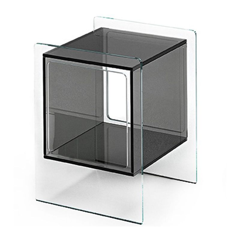 Modernistic Plastic Rectangular End Table Double Tier Corner Table with Storage