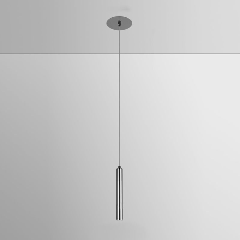 Zeitgenössischer Stil Zylinderform Pendelleuchte Leuchtmetall 1 Leichte Hanglampe in Silber