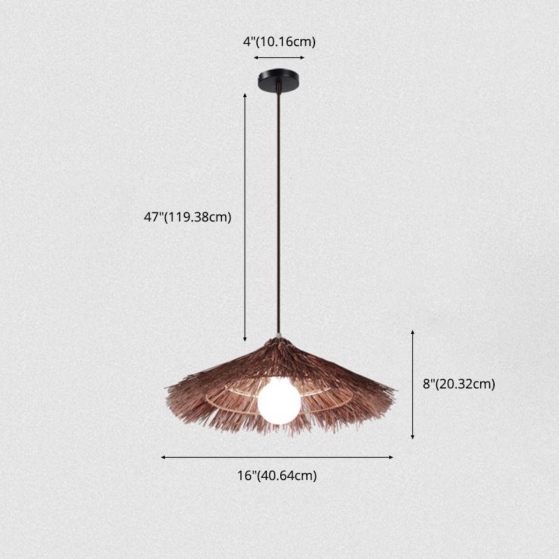 1-Light Bamboo Suspended Lighting Fixture Pendant Light Kit for Dining Room