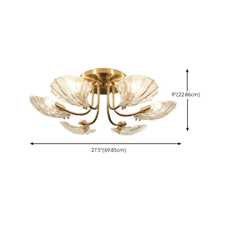 Nordic Style Ceiling Light Shell Shape Ceiling Lamp with Glass Shade for Bedroom